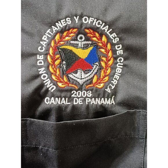 Unicrese XL Official Panama Canal Button Down Shirt Rank Captain Color Black - Picture 6 of 7